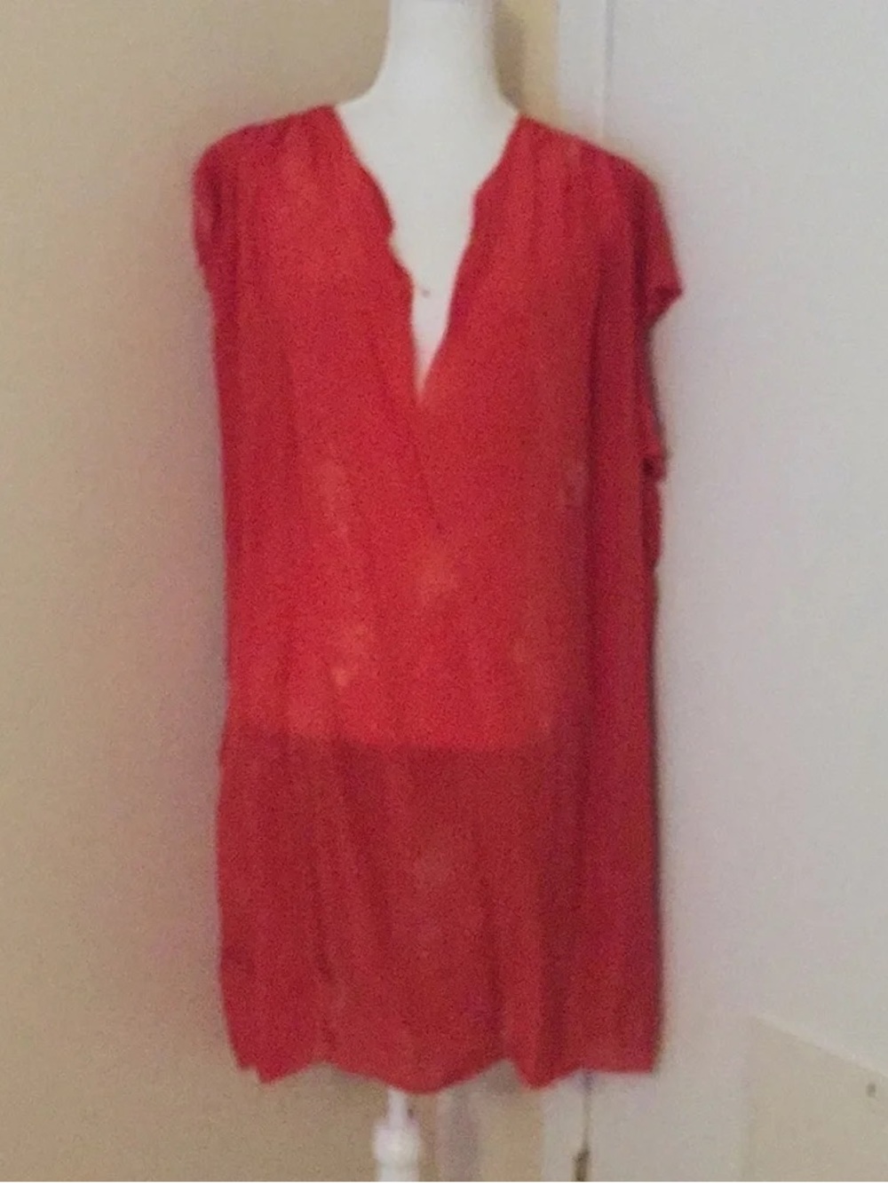Red Women's Sheer Swim Coverup Tunic